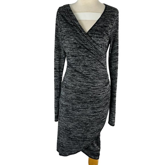 WILFRED FREE Dark Grey Criss Cross Long Sleeve Dress (M)